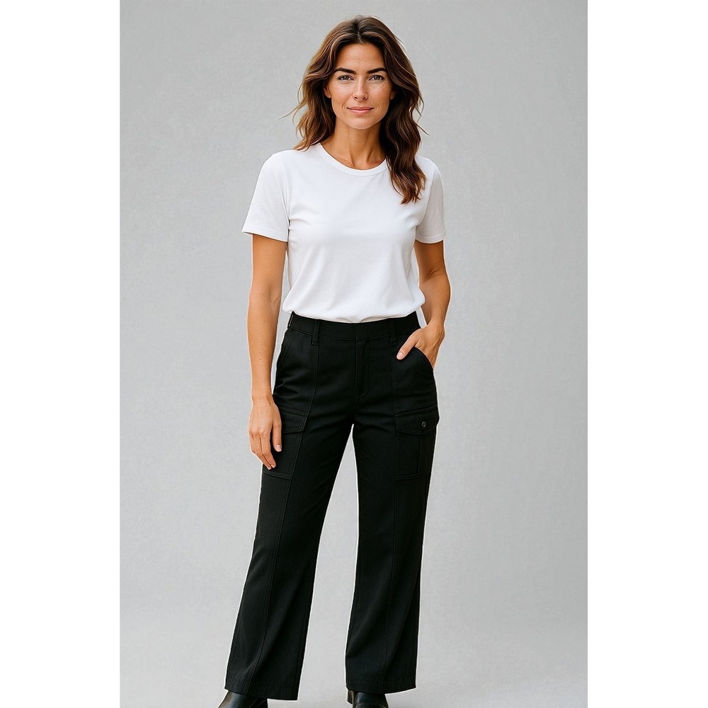 WHBM Black Pull On Knit Cargo Pants Comfort Casual Athleisure Trousers Size XS